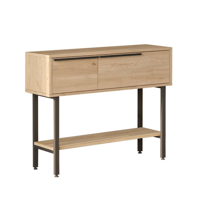 Hanah Home On12-S Aparador de Nogal con Espejo 100x76x29.5cm Tablero Melamina Patas Metal